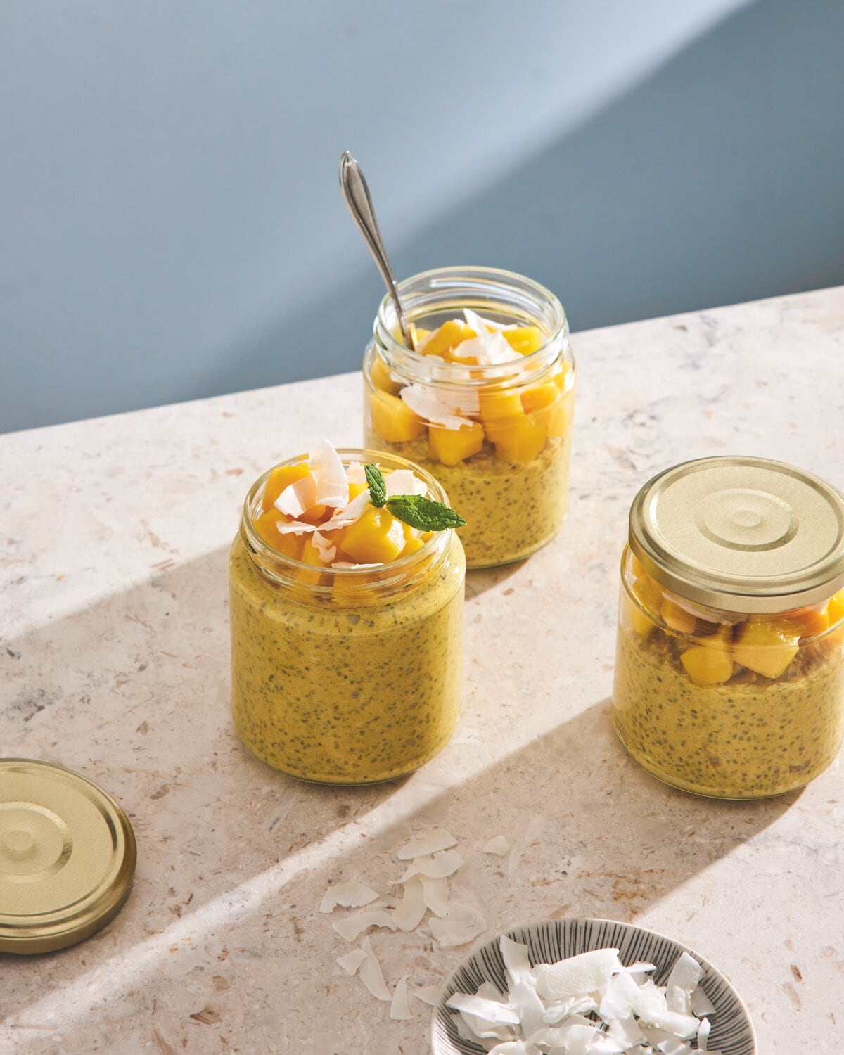 Overnight oats med protein, kollagen, gurkmeja & mango