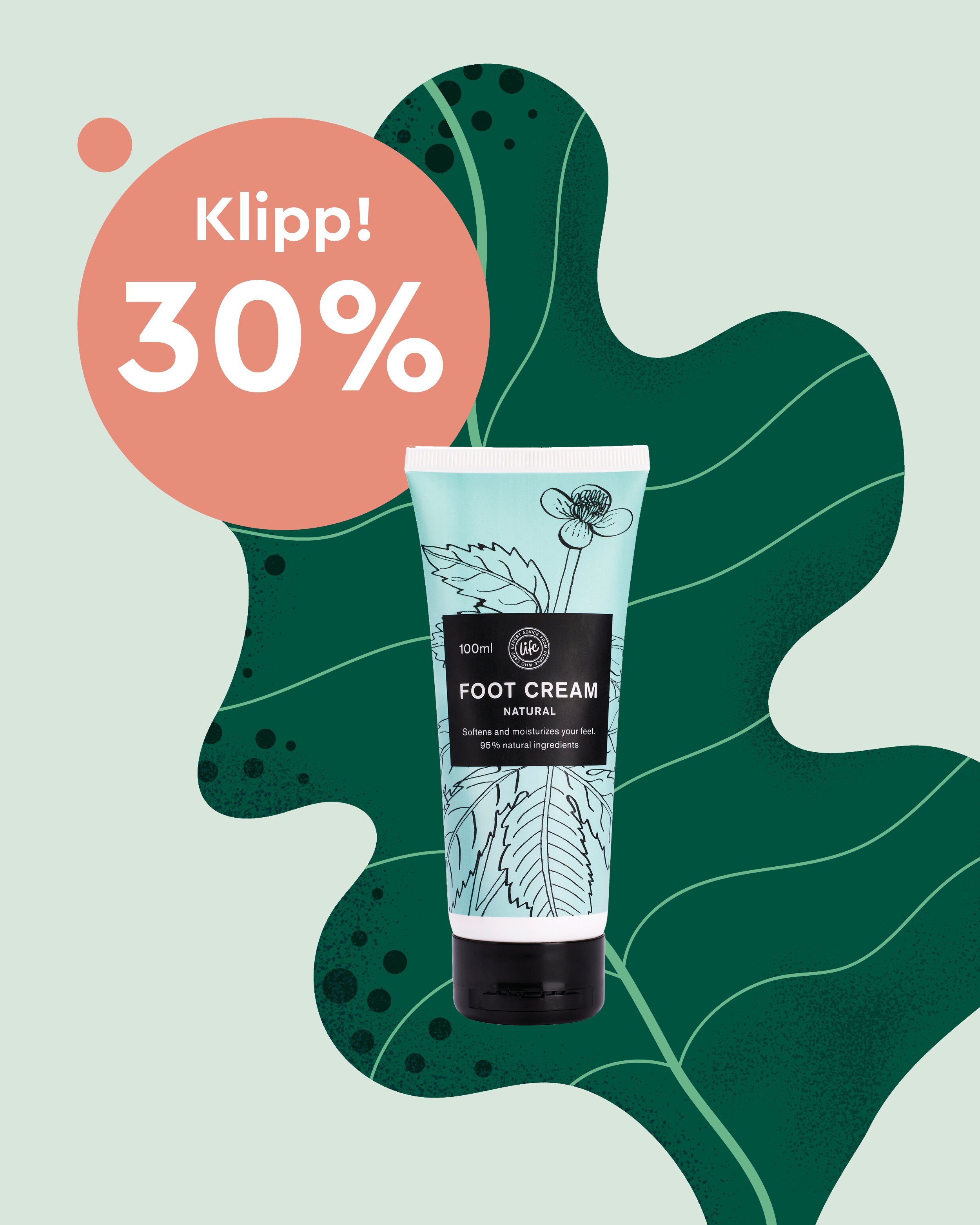 Klipp 30% för medlemmar på Foot Cream Natural