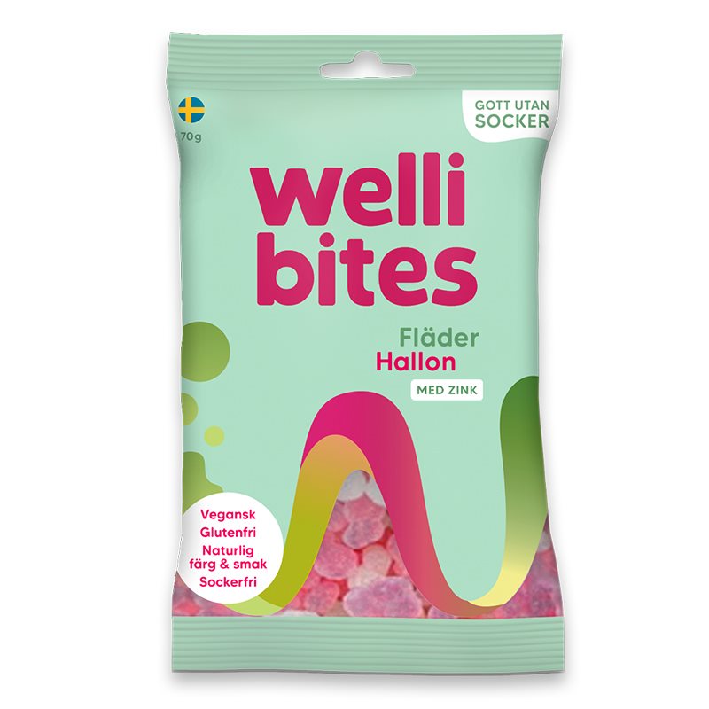 Wellibites Fläder & Hallon 70g