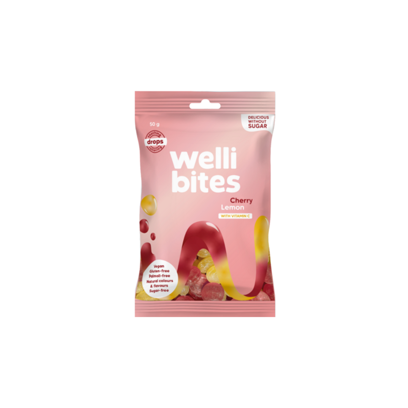 Produktfoto för Wellibites Drops Cherry Lemon