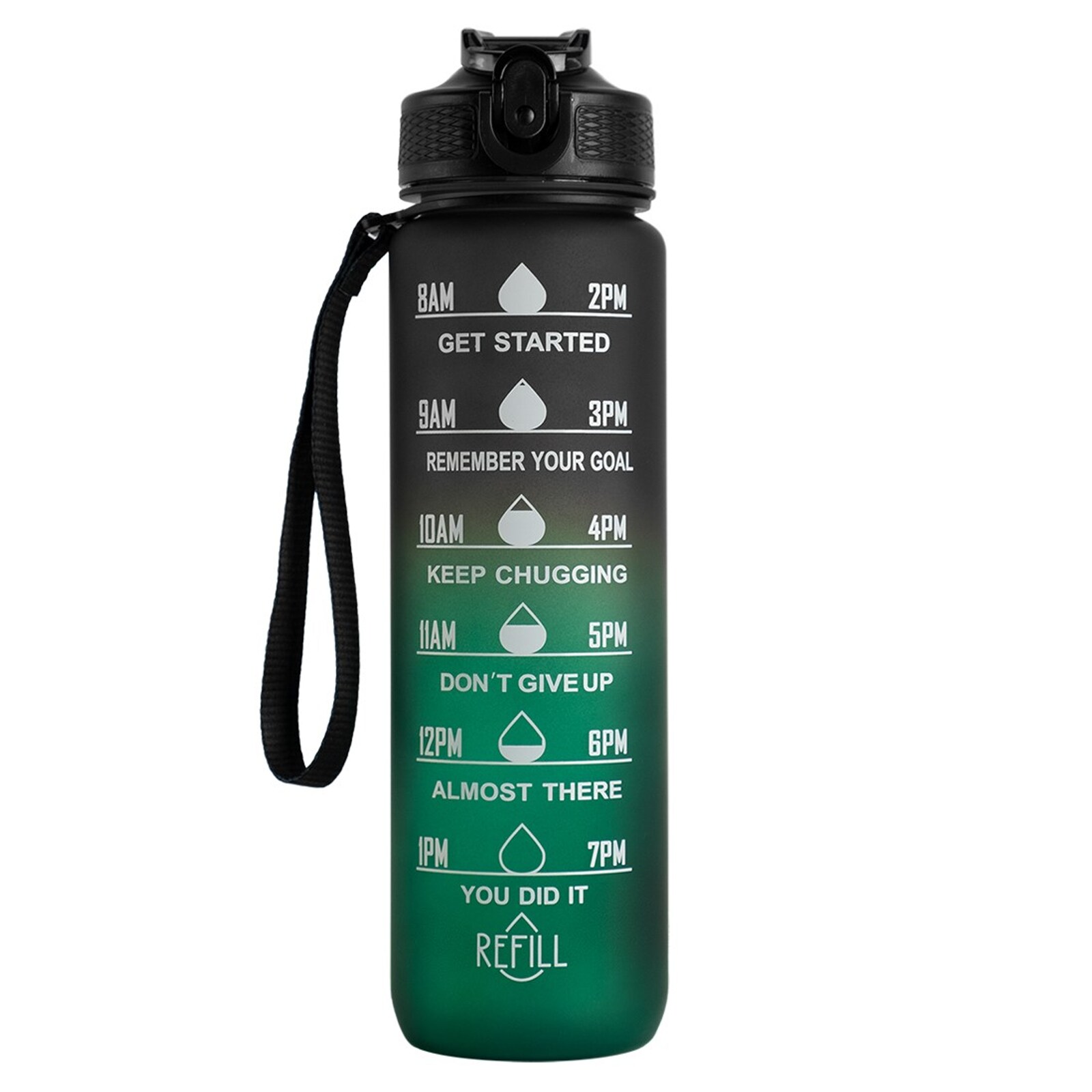Motivational Bottle Black Dark Dreen 1000ml
